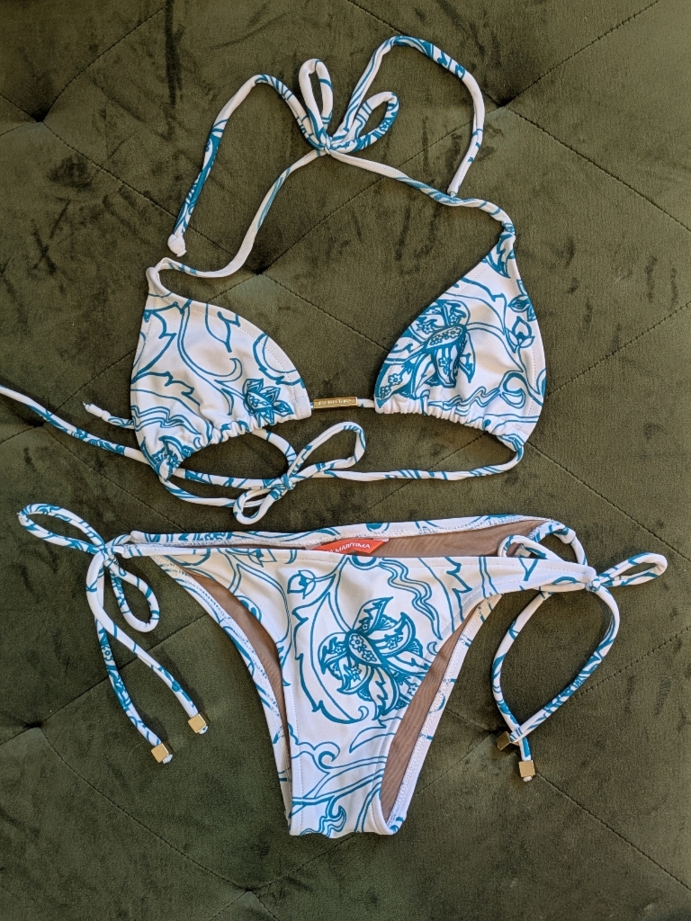 CIA Maritima Brazilian Cheeky String Bikini Swimsuit 2 Piece Paisley Small